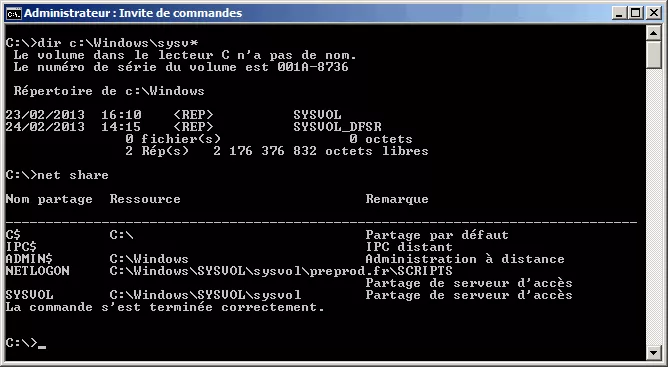 Etat préparé : répertoires et partage